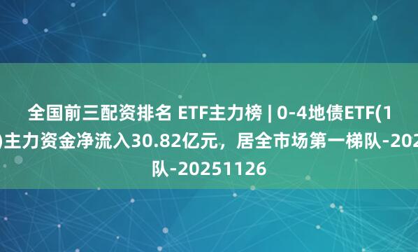 全国前三配资排名 ETF主力榜 | 0-4地债ETF(159816)主力资金净流入30.82亿元，居全市场第一梯队-20251126